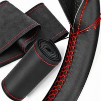 POKROWIEC NA KIEROWNICĘ CZARNY NIC CZERWONA