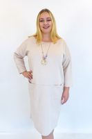 Oversizowa Sukienka Midi z Imitacji Zamszu z Kieszeniami Pudrowy Róż UNI