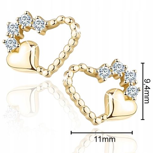 ZŁOTE KOLCZYKI DLA DZIEWCZYNKI SERCA SREBRO POZŁACANE GRAWER NA KOMUNIĘ na Arena.pl