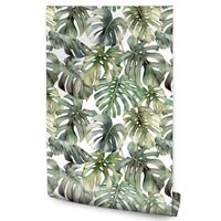 Tapeta W Rolce AKWARELOWE Liście Monstery Abstrakcja Rośliny