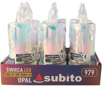 Świeca brokatowa LED SUBITO C502 H145 OPAL biała ciepła (979) 6 sztuk