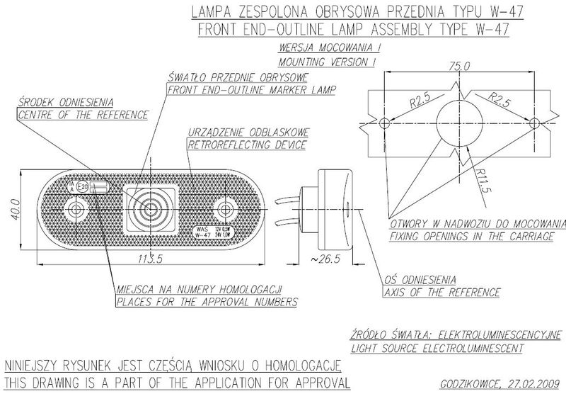Lampa LED obrysowa przednia biała owalna (231) zdjęcie 5