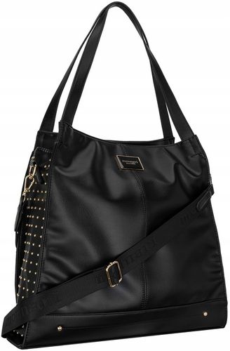 TOREBKA DAMSKA MONNARI Czarna Na Ramię SHOPPER Ćwieki Dżety DŁUGI PASEK na Arena.pl