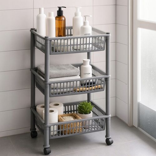 REGAŁ ŁAZIENKOWY STOJAK 3 PÓŁKI SZAFKA PÓŁKA ŁAZIENKOWA KUCHENNA NA KÓŁKACH na Arena.pl
