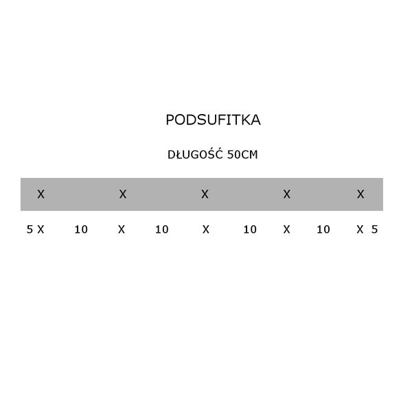 Podsufitka Sufitowa Prostokątna 50cm Jasno Szara z Miedzią 5 otworów zdjęcie 2