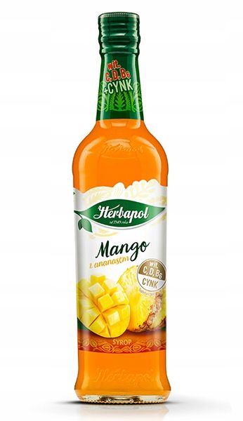 Herbapol Syrop o smaku mango z ananasem 8x420ml zdjęcie 2