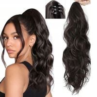 KUCYK Kręcone Doczepiany Włosy Kucyki Pony Dopinki Kitka 40CM Ciemny Brąz