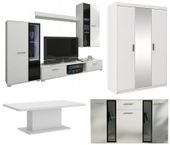 Meblościanka Komoda Szafa Ława z lustrem zestaw meble do salonu Biały