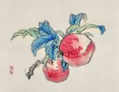 Plakat 65x50cm Peaches, Kōno Bairei Japoński Vintage do Salonu