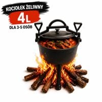 Kociołek żeliwny 4L KAWMET – do ogniska gulasz garnek myśliwski