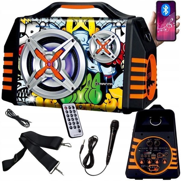 Głośnik Bluetooth Przenośny Karaoke Mikrofon Manta Helios 2 USB, AUX, FM 8h zdjęcie 1