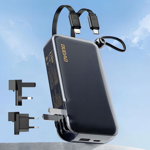 2w1 Ładowarka sieciowa UK US EU + powerbank 10000mAh USB-C USB-A - szara na Arena.pl