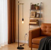 Lampa podłogowa stojąca Czarna E27 40W Retro Aigostar