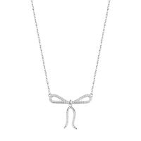 srebrny naszyjnik kokardka z cyrkoniami