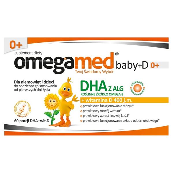 OMEGAMED BABY+D OMEGA 3 ORAZ WITAMINA D DLA NIEMOWLĄT KAPSUŁKI 60 KAPS. zdjęcie 2