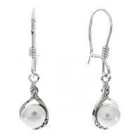 SREBRNE KOLCZYKI Z PERŁAMI NA BIGLU PRÓBA SREBRA 925