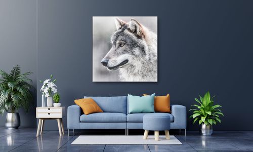 OBRAZ NA PŁÓTNIE 028 Głowa wilka 50x50cm na Arena.pl