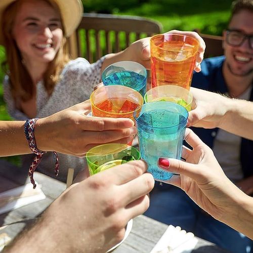 80 Kolorowych Jednorazowych Kubków Plastikowych $ na Arena.pl