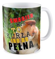Kubek z nosaczem Lej mie kurła ino do pełna