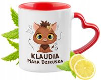 Kubek Czerwony Z Uszkiem W Kształcie Serca Dla Klaudii Na Prezent