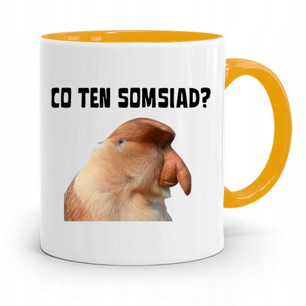 Kubek Żółty Nosacz Janusz Co Ten Somsiad?! Prezent Z Nadrukiem Ze Zdjęciem zdjęcie 1