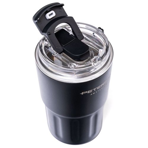 czarny kubek termiczny ze stali nierdzewnej z podwójnymi ś na Arena.pl