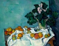 Still Life with Apples and a Pot of Primroses, Paul Cézanne - plakat 40x30 cm
