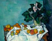 Still Life with Apples and a Pot of Primroses, Paul Cézanne - plakat 60x40 cm