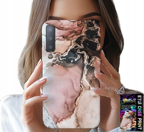 ETUI DO SAMSUNG A7 2018 - ELEGANCKI MARMUREK MODNE WZORY + SZKŁO na Arena.pl