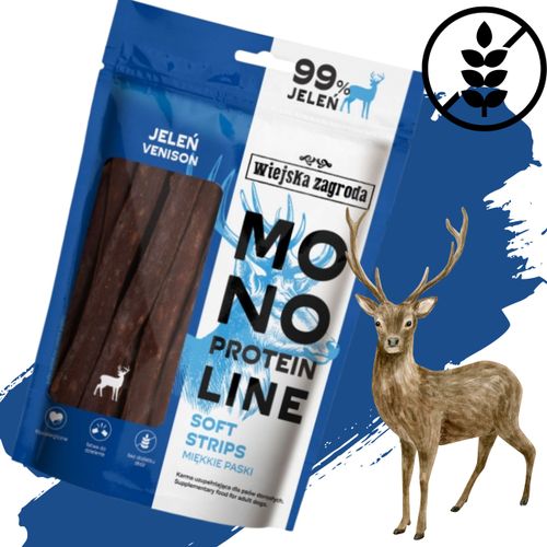 przysmaki dla psa jeleń monoproteinowe miękkie paski wiejska zagroda 100g na Arena.pl