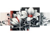 70CM 150CM OBRAZ 5 ELEM KWIECISTA SZAROŚĆ ŚCIENNY