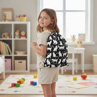 Plecak Worek Bawełniany dla dzieci - Czarne tło z Białymi Kotami