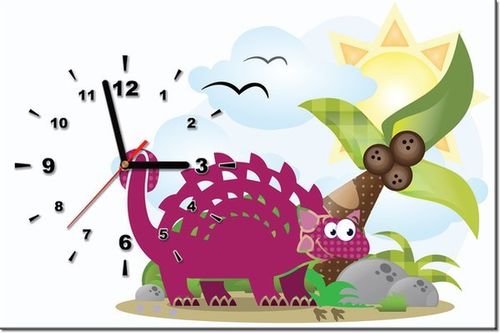 60CM 40CM ZEGAR OBRAZ FIOLETOWY DINOZAUR DRUK PŁÓTNO RAMA na Arena.pl