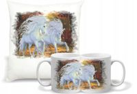 Zestaw PODUSZKA + KUBEK nadruk z motywem grafiką KONIA KOŃ UPOMINEK PREZENT