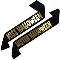 Zestaw szarf Miss i Mister Halloween - złoty nadruk