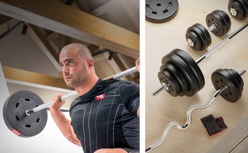 Zestaw obciążeń bitumicznych 40kg do hantli sztang gryfu ścięte 4x10kg na Arena.pl