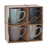 ZESTAW KUBKÓW CERAMICZNYCH 4 szt różne kolory KUBKI NA PREZENT 300 ml