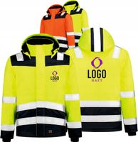 KURTKA OSTRZEGAWCZA Z WŁASNYM HAFTEM NADRUKIEM LOGO 30 szt
