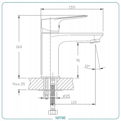 Kran do umywalki stojący bateria do łazienki umywalkowa oszczędna SOTBE na Arena.pl
