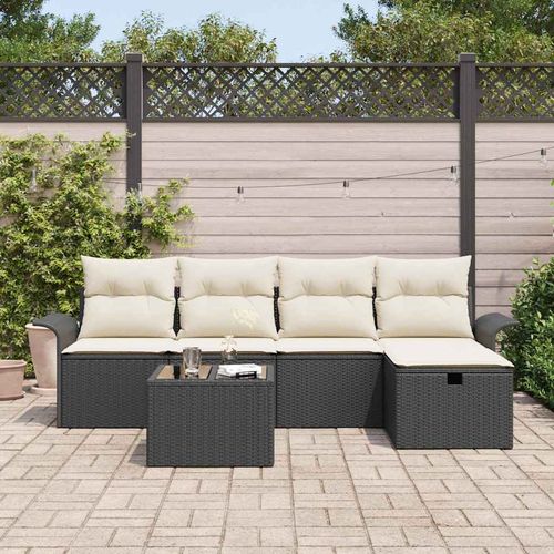 Zestaw Sof na Ogród 6 pcs Czarny i kremowy 251 x 117 x 85 cm na Arena.pl