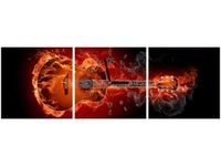 30 90CM OBRAZ 3 ELEM PŁONĄCA GITARA ŚCIENNY PŁOTNO DRUK