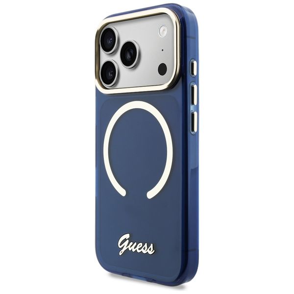 etui guess iml script metal magsafe do   iphone 17 pro niebieski zdjęcie 2