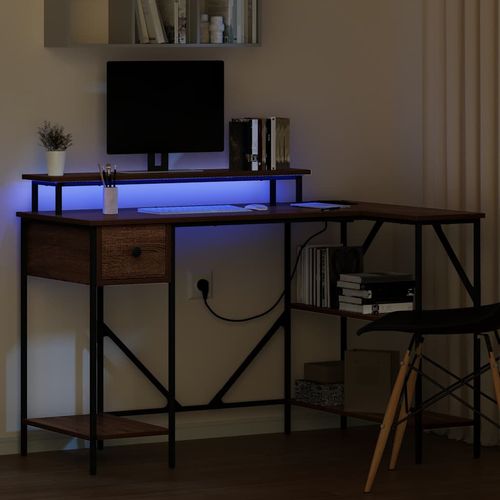 Biurko Brązowy dąb 120 x 79 x 86.5 cm Materiał drewnopochodny na Arena.pl