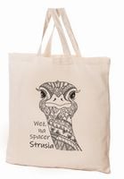 Bawełniana torba zakupowa zdobiona motywem zwierzęcym - Struś 38x42x10cm