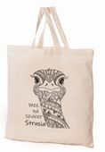 Bawełniana torba zakupowa zdobiona motywem zwierzęcym - Struś 38x42x10cm