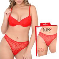 Czerwone Koronkowe Brazylijskie Figi Daring Riley Sexy Majtki L/XL