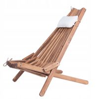 LEŻAK OGRODOWY DREWNIANY SKŁADANY Z PODUSZKĄ FUDALI KOLOR Jodła Jasny Brąz