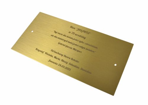 Tabliczka grawerowana z otworami na mocowanie z mosiądzu 18x9cm grubość 1mm na Arena.pl