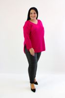 Bluzka oversize w serek Benita Fuksja UNI