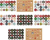 Zestaw Naklejek Świątecznych 192 Sztuki 4,5 cm na Kalendarz Adwentowy